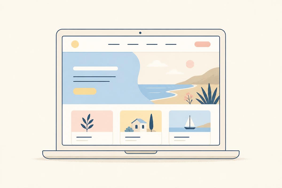 Illustration : un ordinateur portable affichant un site web clair et moderne